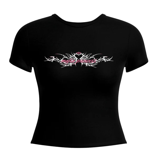 Leo Skepi Mafia Princess Women's Baby Tee front view – bold feminine streetwear top