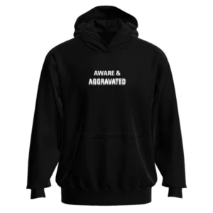 Leo Skepi Aware and Aggravated Hoodie front view – podcast inspired premium streetwear hoodie