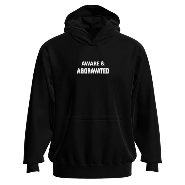 Leo Skepi Aware and Aggravated Hoodie front view – podcast inspired premium streetwear hoodie