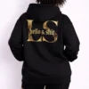Gold Hello and Shit Hoodie Back – Leo Skepi Merch Leo Skepi Gold Hello and Shit Hoodie back view – premium black streetwear hoodie