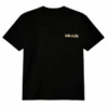 Leo Skepi Gold Hello and Shit Tee front view – minimalist gold print streetwear t-shirt