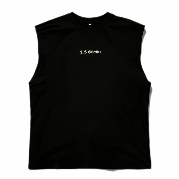 Leo Skepi Gold Cutoff Tank Tee front view – lightweight streetwear tank with gold print